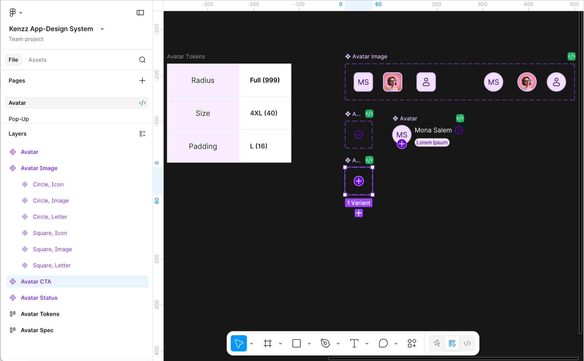 Design system foundations and components in Figma