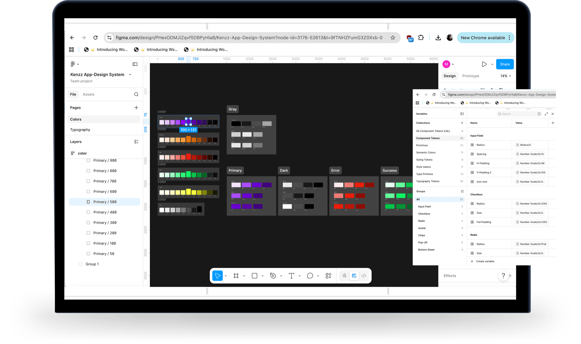 Kenzz design system cover showing the system foundations in Figma