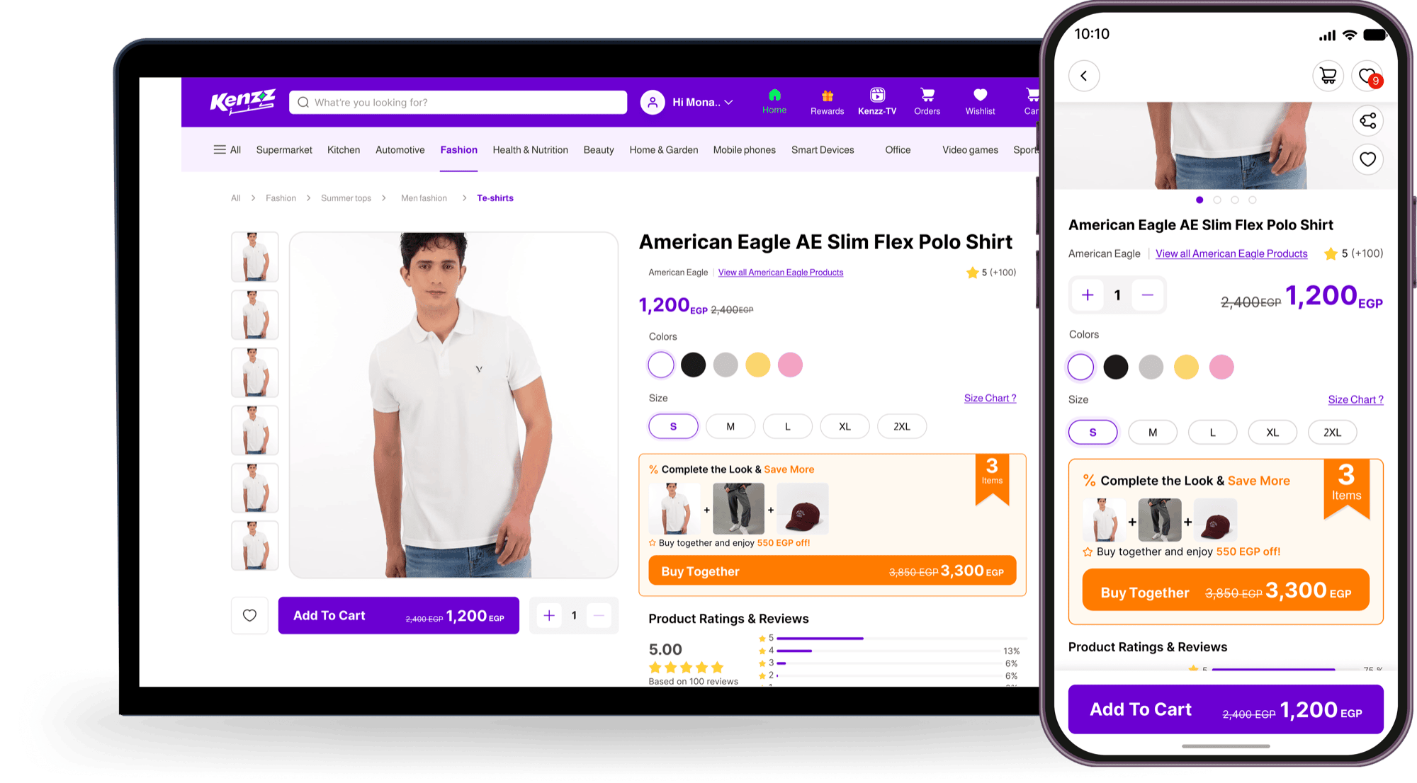 Product bundling and Buy Together screens from the Kenzz app