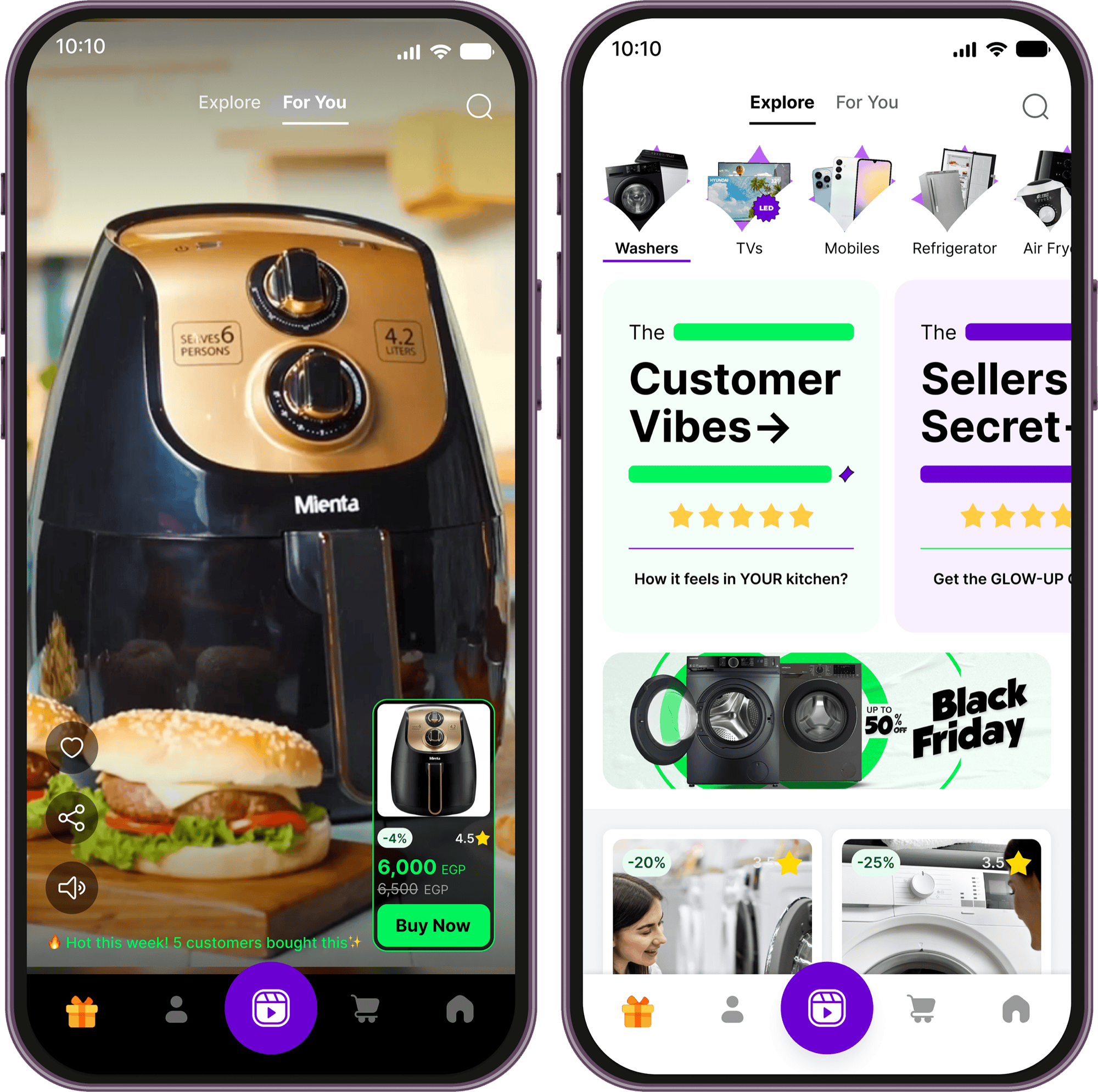 Navigation-based entry-point variation shown on two mobile mockups
